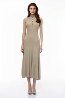 Krystèle Gold Beaded Knit Maxi Dress - Aura Muse