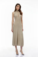 Krystèle Gold Beaded Knit Maxi Dress - Aura Muse