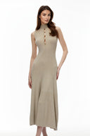 Krystèle Gold Beaded Knit Maxi Dress - Aura Muse