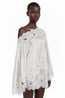 Krystèle White One Shoulder Top & Skirt Set with Lace Trim - Aura Muse