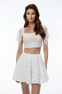 Laetitia Pink Semi-sheer Lace Trim Top - Aura Muse