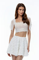 Laetitia Pink Semi-sheer Lace Trim Top - Aura Muse