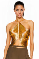 Lanetta Gold Top With Glitter Tassel - Aura Muse