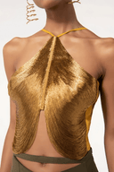 Lanetta Gold Top With Glitter Tassel - Aura Muse