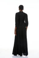 Laurel Black Cape Design Mesh Maxi Dress - Aura Muse