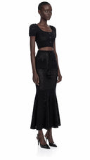 Laurel Black U-Neck Top & Fishtail Skirt Set - Aura Muse
