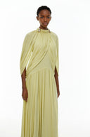 Laurel Green Cape Design Mesh Maxi Dress - Aura Muse