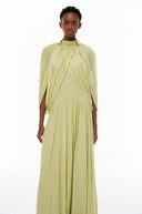 Laurel Green Cape Design Mesh Maxi Dress - Aura Muse