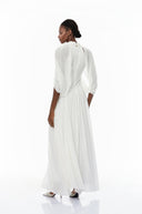 Laurel White Cape Design Mesh Maxi Dress - Aura Muse
