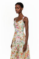 Laurence Lace Floral Embroidered Midi Dress - Aura Muse