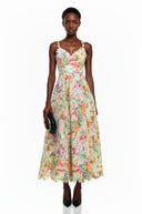 Laurence Lace Floral Embroidered Midi Dress - Aura Muse