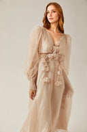 Lavinia faux - floral embellished midi dress - Aura Muse