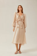 Lavinia faux - floral embellished midi dress - Aura Muse