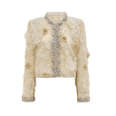 Lavinia semi - sheer flower beaded organza light luxury jacket - Aura Muse