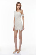 Lavinia White One Shoulder Floral Mini Dress - Aura Muse