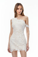Lavinia White One Shoulder Floral Mini Dress - Aura Muse
