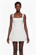 Léonie White Ruffled Lace Mini Dress - Aura Muse
