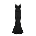 Léontine Black Floral Appliqué Corset Maxi Dress - Aura Muse