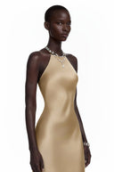 Léontine Gold Backless Satin Maxi Dress - Aura Muse