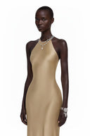 Léontine Gold Backless Satin Maxi Dress - Aura Muse