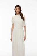 Lilian White Asymmetrical Cross Front Maxi Dress - Aura Muse