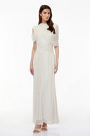 Lilian White Asymmetrical Cross Front Maxi Dress - Aura Muse