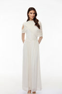 Lilian White Asymmetrical Cross Front Maxi Dress - Aura Muse