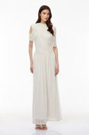 Lilian White Asymmetrical Cross Front Maxi Dress - Aura Muse