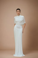 Liora White Asymmetrical Pleated Maxi Dress - Aura Muse