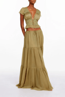 Lorelei Green Floral Lace Chiffon Top & Skirt Set - Aura Muse