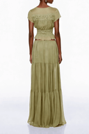 Lorelei Green Floral Lace Chiffon Top & Skirt Set - Aura Muse
