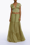 Lorelei Green Floral Lace Chiffon Top & Skirt Set - Aura Muse