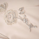 Lorette Neutral Floral Crystal Midi Dress - Aura Muse