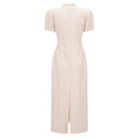 Lorette Neutral Floral Crystal Midi Dress - Aura Muse