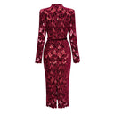 Lorraine Red Floral Embroidered Midi Dress - Aura Muse