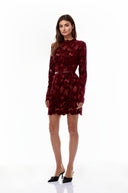 Lorraine Red Floral Embroidered Mini Dress - Aura Muse