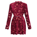Lorraine Red Floral Embroidered Mini Dress - Aura Muse