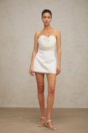 Luciana white floral - appliqué mini dress - Aura Muse