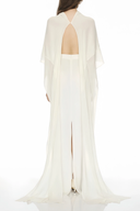 Lucienne White Backless Maxi Dress with Cape - Aura Muse
