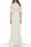 Lucienne White Backless Maxi Dress with Cape - Aura Muse