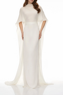 Lucienne White Backless Maxi Dress with Cape - Aura Muse