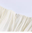 Luna NeutralPleated 3D Flower Bubble Hem Mini Dress - Aura Muse