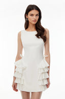 Lydie White Sleeveless Tiered Ruffled Mini Dress - Aura Muse