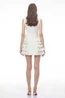 Lydie White Sleeveless Tiered Ruffled Mini Dress - Aura Muse