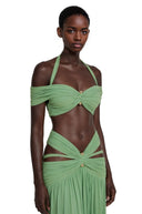Maëlys Green Halterneck Bustier Top & Skirt Set - Aura Muse