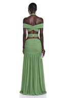 Maëlys Green Halterneck Bustier Top & Skirt Set - Aura Muse