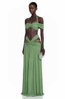 Maëlys Green Halterneck Bustier Top & Skirt Set - Aura Muse