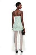 Magnolia Green Off Shoulder Maxi Dress with 3D Florals - Aura Muse