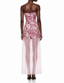Magnolia Pink Off Shoulder Maxi Dress with 3D Florals - Aura Muse