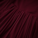 Manon Red Asymmetrical Ribbon Ruched Maxi Dress - Aura Muse